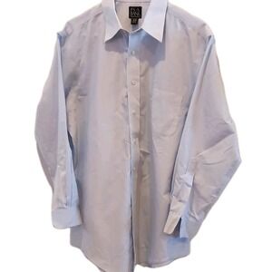 Jos A Bank Dress Shirt Mens 16 32 Blue Stripe Button Up Traveler Cotton Career